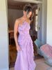 Chic Pleated Halter Neck Long Vacation Dress High Quality Purple Strapless Lotus Edge Maxi Dress New Lady Vacation Gowns TMH8_ecoleips.com