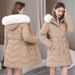 Women's Winter Long Padded Coat With Hood, Slim Fit Waist Design, Warm Quilted Jacket For Cold Weather_ecoleips.com