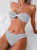 2025 Swimsuit Bubble Strapless Bikini New Black And White Patchwork Standard Size For Women_ecoleips.com