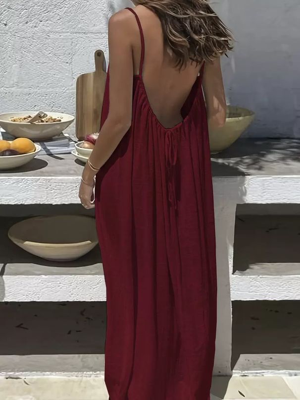 2026 Cross-Border New Women's Camisole Coat Backless Loose Homewear Dress_ecoleips.com