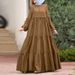 ng2510292 Ng2510292 Ng2510292 Autumn For Women, Korean-style Ruffle Dress, Casual Loose-fitting Round-neck Long Dress_ecoleips.com