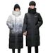 Unisex Gradient Long Down Jacket With Hood - 550fp White Duck Feather, Windproof & Warm Winter Coat For Men And Women (Black/White, S-3xl)_ecoleips.com