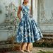 Elegant Sleeveless Floral A Line Dress For Women High Waist Big Hem Temperament Ladies Casual Party Vacation Floral Dress_ecoleips.com