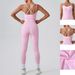 Printed V Neck Sleeveless Pleated Slit DressTwo Piece Contrast Color Sling Sports Jumpsuit One Piece Yoga Suit Backless Outdoor Fitness Jumpsuit_ecoleips.com