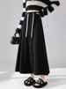 K Half Length Skirt With Contrasting Ribbons, Mid Length Skirt, Light Umbrella Skirt_ecoleips.com