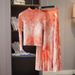 Verve Muslim Pleated New Fashionable Elastic Printed Top Stylish Slimming Skirt Two-Piece Set_ecoleips.com