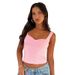 Y23TP728 European And American Women's Spring New Casual Slim-fit Patchwork Cropped Solid Color Square-neck_ecoleips.com