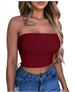 Xomen's Clothing Women's European And American Wrap Chest Solid Color Tube Top Off Shoulder Short Top Tight Tights_ecoleips.com