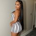 Women's European American Style Sleeveless Halter Neck Striped Contrast Color Hip Skirt Suit Autumn Personalized Digital Print_ecoleips.com