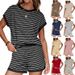 Women's Clothing Summer Women's Casual Pajama Set Round Neck Loose Fit Fashion For Formal & Casual For Women_ecoleips.com