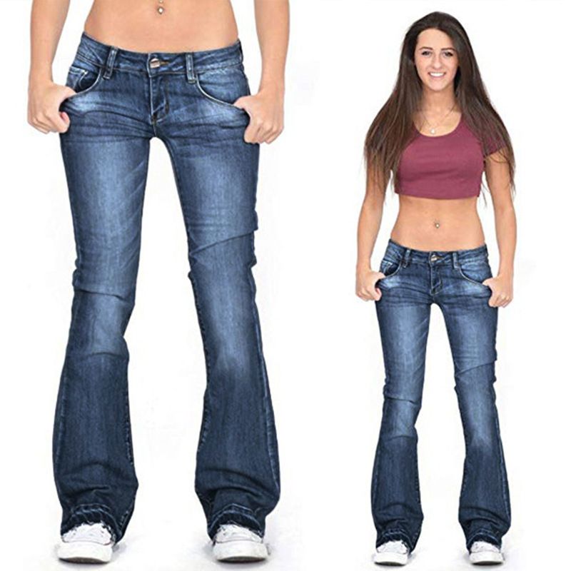 Women's Clothing New Women's Jeans Tight Elastic Bell Bottom Pants Women's Trousers Trousers Solid Color Jeans Wide Leg Pants_ecoleips.com