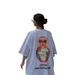 100% Cotton Sweet Fresh Print Outerwear Youthful Loose Slimming Personality Casual Comfortable Round Neck Short Sleeve_ecoleips.com