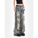 Abandoned Soil Distressed Jeans For Women Summer New Style American Loose Hanging Wide Leg Pants Trendy_ecoleips.com
