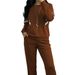 Women's Color Block Striped Long Sleeve Top And Loose Straight Leg Trousers Sportswear Set Spring Autumn Fashion_ecoleips.com