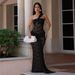 Fashion Women's Sexy Lace Off-Shoulder Ribbon Bodycon Dress Elegant Casual Maxi Dress for Women_ecoleips.com
