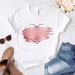 European And American Cross-border Foreign Trade Women's Clothing, Simple Heart-printed Round-neck Short-sleeve T-shirt_ecoleips.com