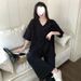 European Fashion Collar Sportswear For Women Summer Plus 150kg Large Size Thin Loose Wide-Leg Pants Two-Piece Set_ecoleips.com