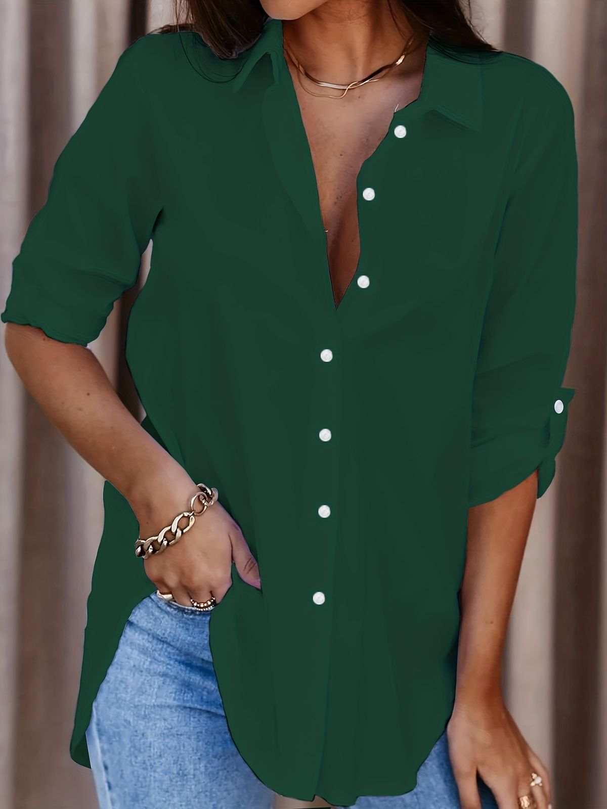 Women's Clothing Shirt Large Size Medium And Long Half Sleeve Elegant Temperament_ecoleips.com