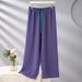 Spring Summer Pajamas Pants For Women Belt Loose Wide Leg Pant Lounge Sleepwear Home Trousers Female Night Pantalon Pijama_ecoleips.com