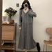 Autumn Winter New Korean Fashion Two-Piece Striped Hooded Knitted Maternity Dress_ecoleips.com