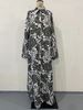Women's Clothing Summer Fashion Print New Long Sleeved Loose Collarless Cardigan Dress_ecoleips.com