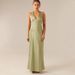 Women's Solid Color Satin Sleeveless V Neck Halter Dress Backless Tie Up Slim Long Dress Summer New Style Sexy_ecoleips.com