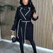 Women's Clothing Spring Women's Wool Long Sleeve Braided Lapel Long Coat Loose Windbreaker Jacket_ecoleips.com