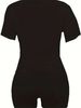 Summer Women's Casual Fashion Letter Graphic Print Loose T-shirt Shorts Two-piece Set Sportswear Suitable For Daily Wear-141_ecoleips.com