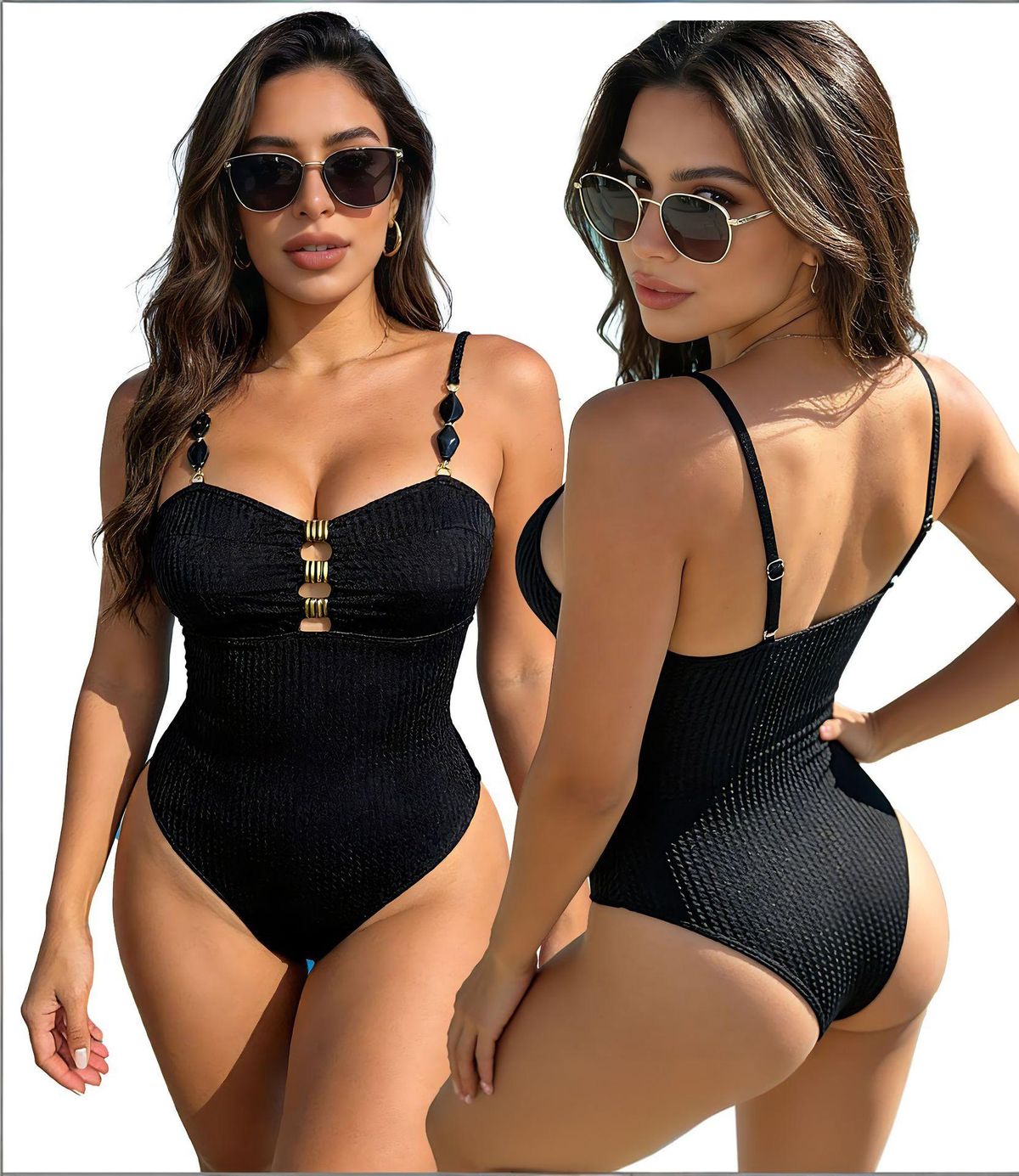 Women's Clothing One Piece Swimsuit Simple Black White Elegant Goddess Design Women's Clothing Quick-Dry Polyester, Modest Coverage_ecoleips.com