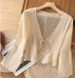 Women's Cotton Linen Sun Protection Shirt Cardigan Solid Color Literary Summer Thin Belted Short Casual Top_ecoleips.com