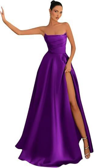 Women's Clothing Tube Top Sexy Evening Dress Slit Slim Banquet Evening Dress_ecoleips.com