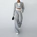 Women's Short Cropped Long Sleeved Straight Striped Set Autumn New Arrival European American Style_ecoleips.com