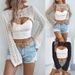 2026 Spring/Summer European And American Casual Hollow Long-Sleeve Knitwear Short Cardigan Coat Independent Cross-Border_ecoleips.com