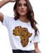 European And American Cross-border Foreign Trade Clothing, African Continent Map Print Round-neck Short-sleeve Women's_ecoleips.com