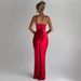 Women's Clothing Sexy V Neck Fishbone Temperament Suspender Dress Slim Backless Satin Long Dress Evening Dress_ecoleips.com