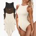 Summer Tight Fitting Sleeveless Ribbed Swimsuit Women's Clothing Jumpsuits Rompers Popular_ecoleips.com