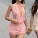 Women's Street Style Patchwork Mesh Top And Mini Skirt Set Sexy Deep V Hollowed Out Design Slim Fit See Through Hip Hugging_ecoleips.com