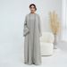 Voya Lightweight Nida Fabric 2-Piece Abaya Set - Flowy Pink Open Robe & Slim Inner Dress - Breathable Modest Wear With Lace Trim For Daily, Prayer & Eid_ecoleips.com