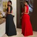 Women's Clothing Sleeveless Deep V Slit Dress New_ecoleips.com