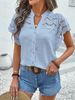 K Lace Lace Hollow Cardigan Button Short Sleeved T-shirt Top For Women_ecoleips.com