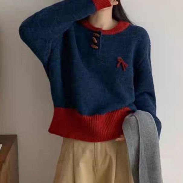 girl Late Autumn Early Winter Christmas Outfit Retro Sweater For Women Atmospheric Soft Lazy Style Knitted Top_ecoleips.com