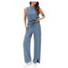 Women's Casual Sportswear Set Summer Style Sleeveless Vest Wide Leg Pants Two Piece Gym Workout Fitness Clothing_ecoleips.com