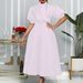 plus Size Women's Solid Color Large Skirt Dress European American Style Bow Knot Detail Regular Thickness Summer Fashion_ecoleips.com