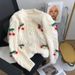 Women's Clothing New Cherry Age Reducing Sweet Sweater Women's Short Thickened Knitted Cardigan Loose Lazy Style Top_ecoleips.com
