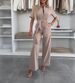 Women's Clothing Fashion Shirt Collar Solid Color Single Breasted Jumpsuit_ecoleips.com