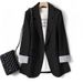 Women's Blazer - Oversized Button-Up Jacket With Princess Sleeves, Trendy Casual Blazer For Spring/Fall_ecoleips.com