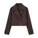 Trendy Double-Breasted Lapel Cropped Trench Coat – Chic Short Jacket For Women (Modern & Versatile, Lightweight Outerwear For Spring & Fall)_ecoleips.com
