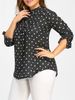 Hot Selling Ruffled V Neck Long Sleeve Polka Dot Plus Size Ruffled Top Shirt Fashionable Women's Clothing_ecoleips.com