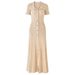 High Quality Rhinestone Collared Short Sleeved Knitted Maxi Dress Summer Elegant Casual Fashion Dress for Women_ecoleips.com
