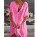 Verve Women's Shirt Multi-color Multi-size Mid-length Loose Solid Color Short Sleeve Blouse For Women_ecoleips.com